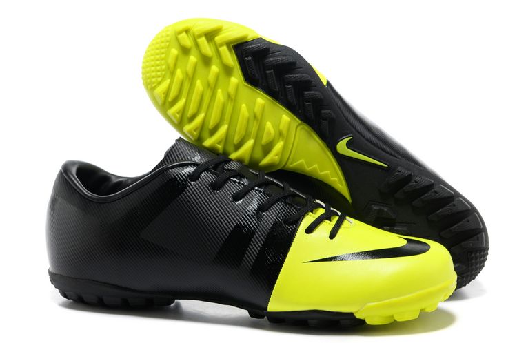 Leather Nike Launch GS TF Football Boots -Black Green